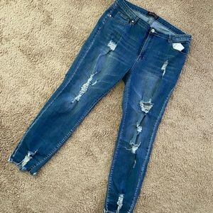 Plus Size Distressed Blue Jeans